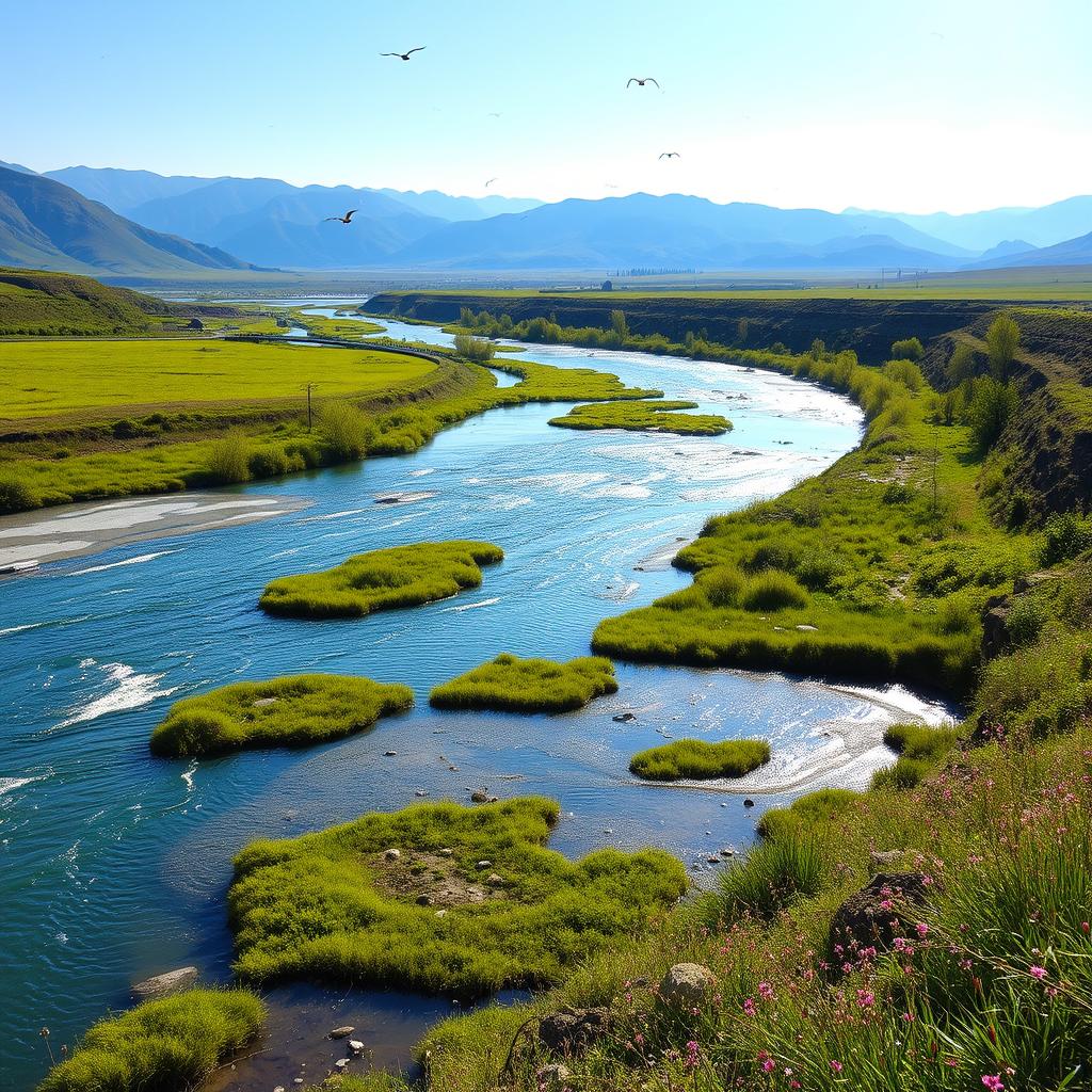 Buzlarla Kaplı Kura Nehri'nde Yaz Etkisi buzlarla kapli kura nehrinde yaz etkisi
