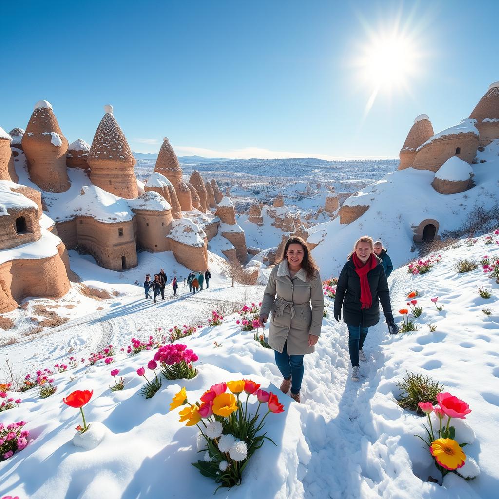 Kapadokya'da İlkbahar Kar Sevinci ve Manzarası kapadokyada ilkbahar kar sevinci ve manzarasi